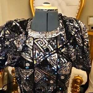 🌹Oleg Cassini Black Tie Sequin Dress